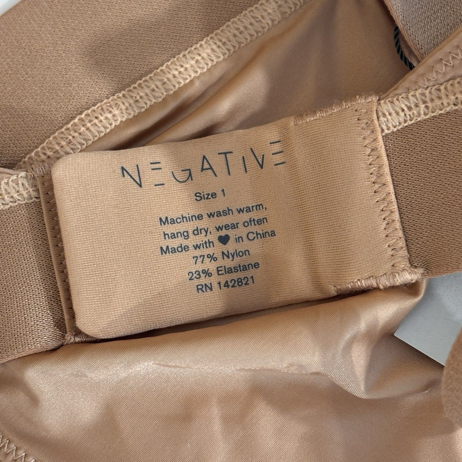 Negative Wireless Glace Triangle Bra Size 1 Unlined Tan Buff Adjustable Nwt — image 6 of 6